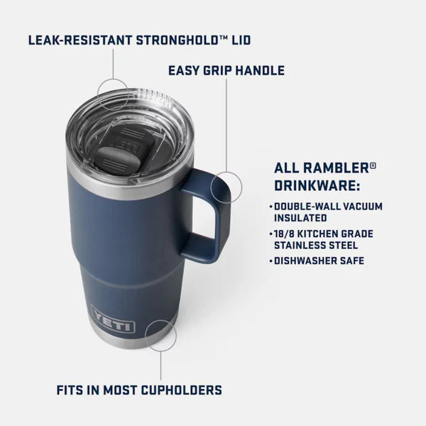 Taza Térmica Rambler 20 oz Travel Mug - Yeti Blanco