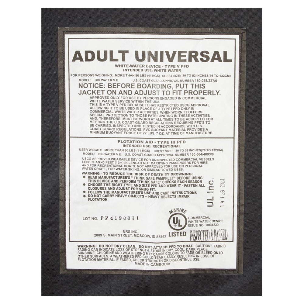 CHALECO SALVAVIDAS PARA ADULTOS BIG WATER TIPO V - VERDE#3