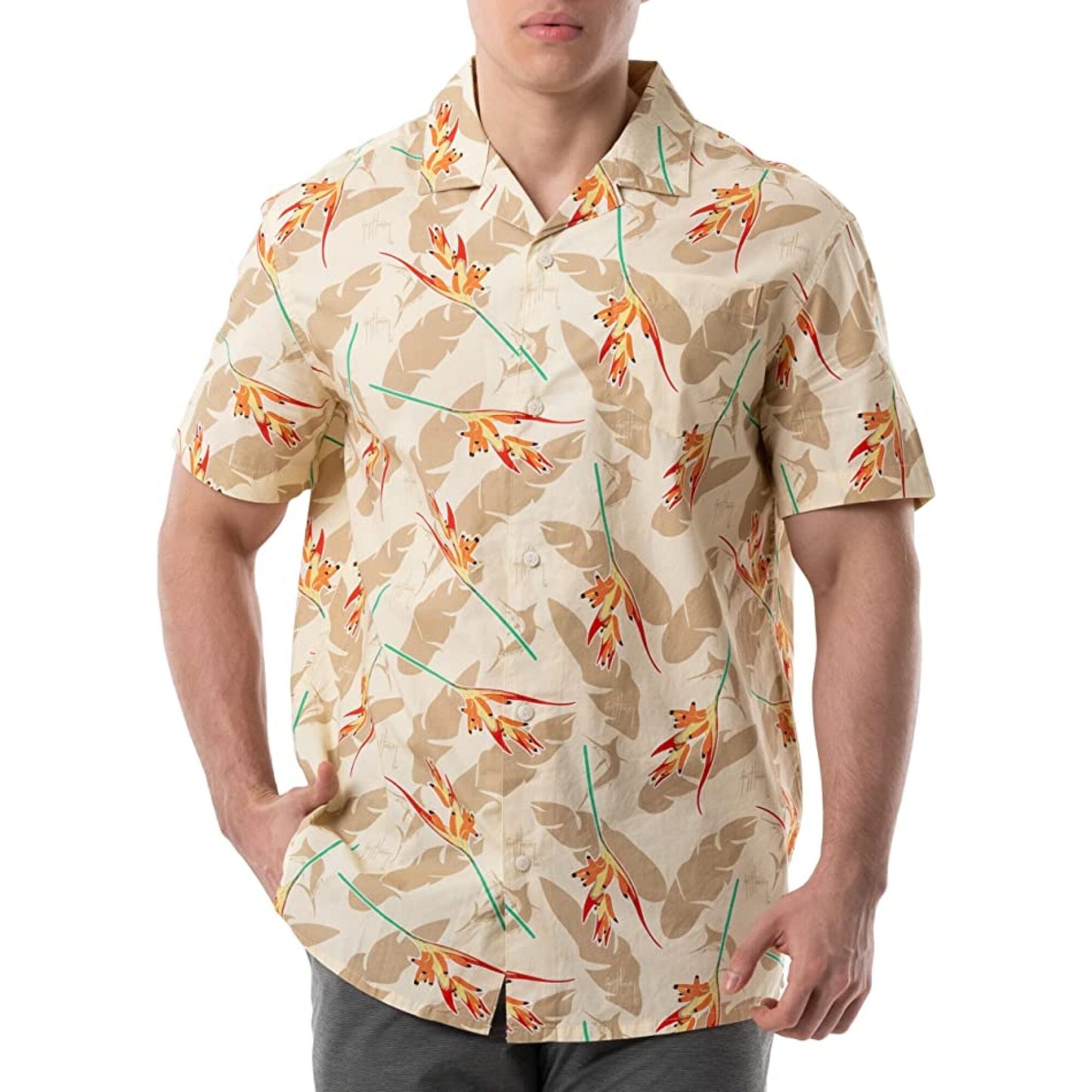 CAMISA MANGA CORTA PARA HOMBRE MARLIN PARADISE - PALE KHAKI