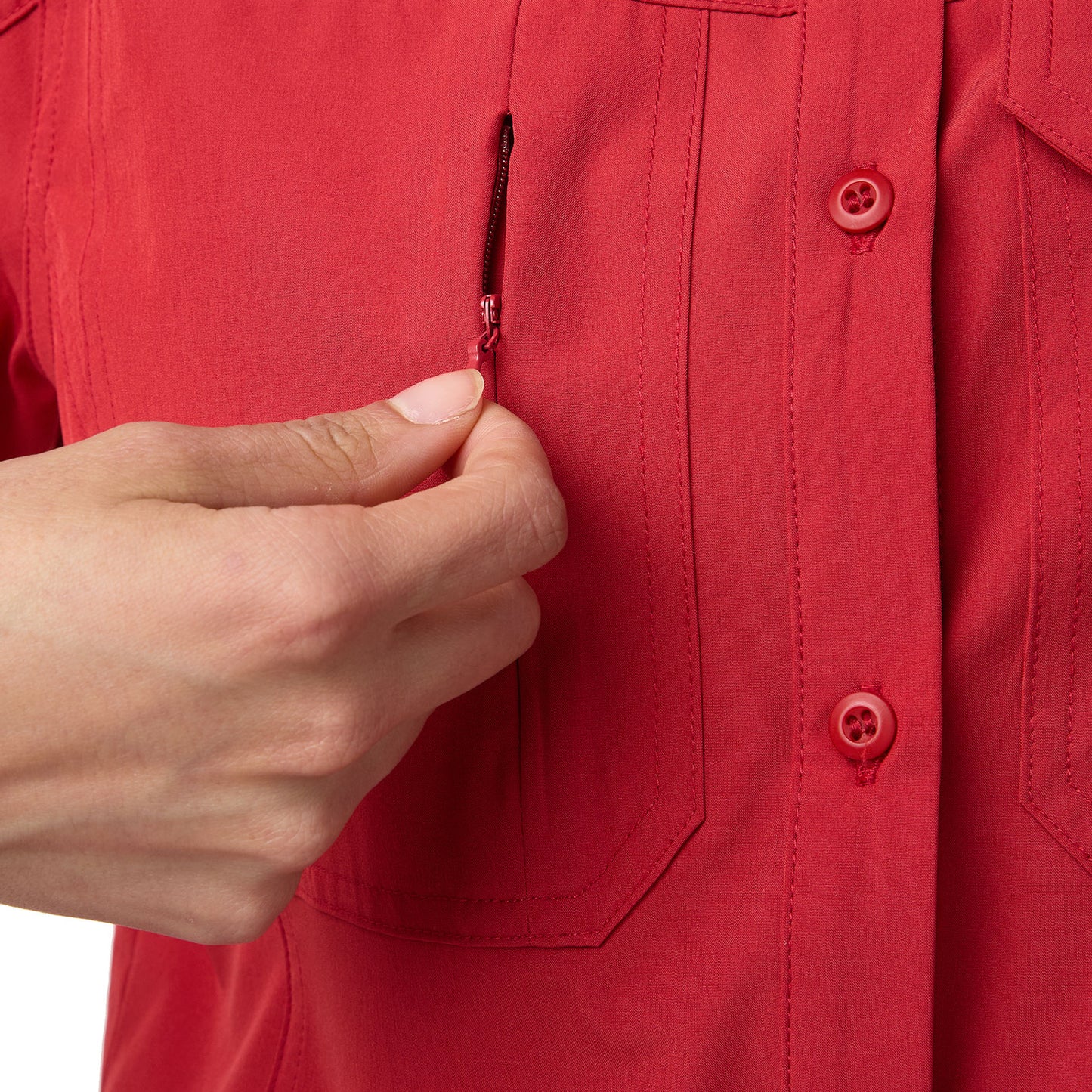 Camisa Manga Corta Mujer Las Perlas Outdoor Adventure - Rojo