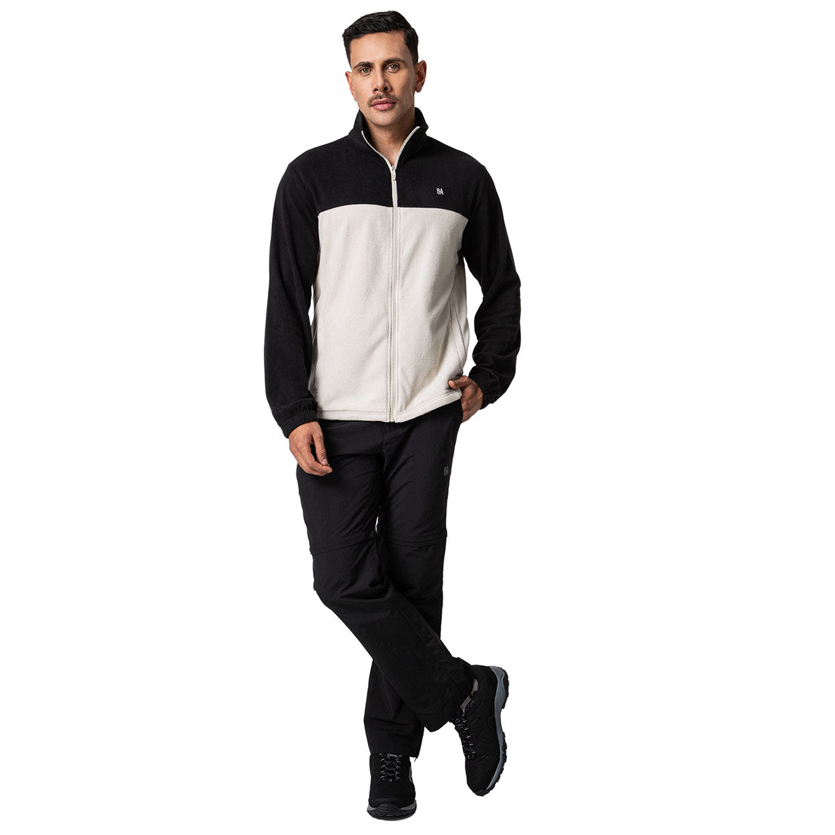 Fleece Polar Irazu OA Hombre Negro con Beige | Outdoor Adventure Colombia