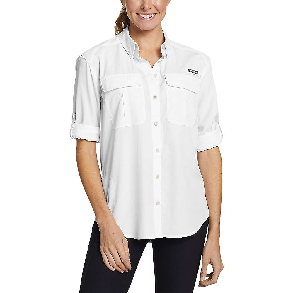 CAMISA MUJER GUIDE UPF FIELDMANGA LARGA / EDDIE BAUER - Blanca