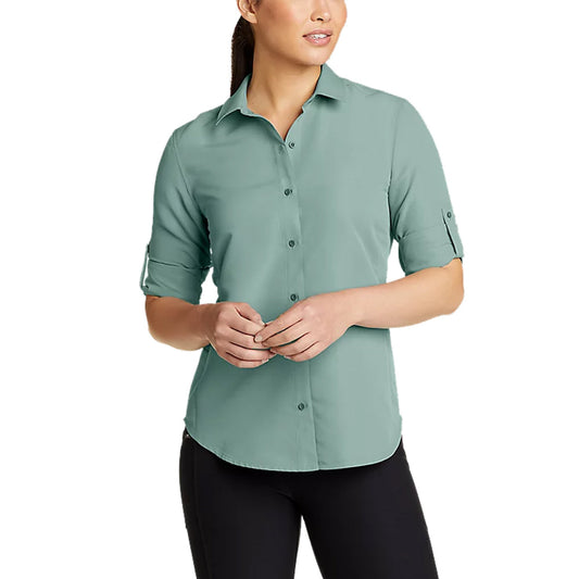 CAMISA EDDIE BAUER TRAIL RIPSTOP MANGA LARGA - VERDE