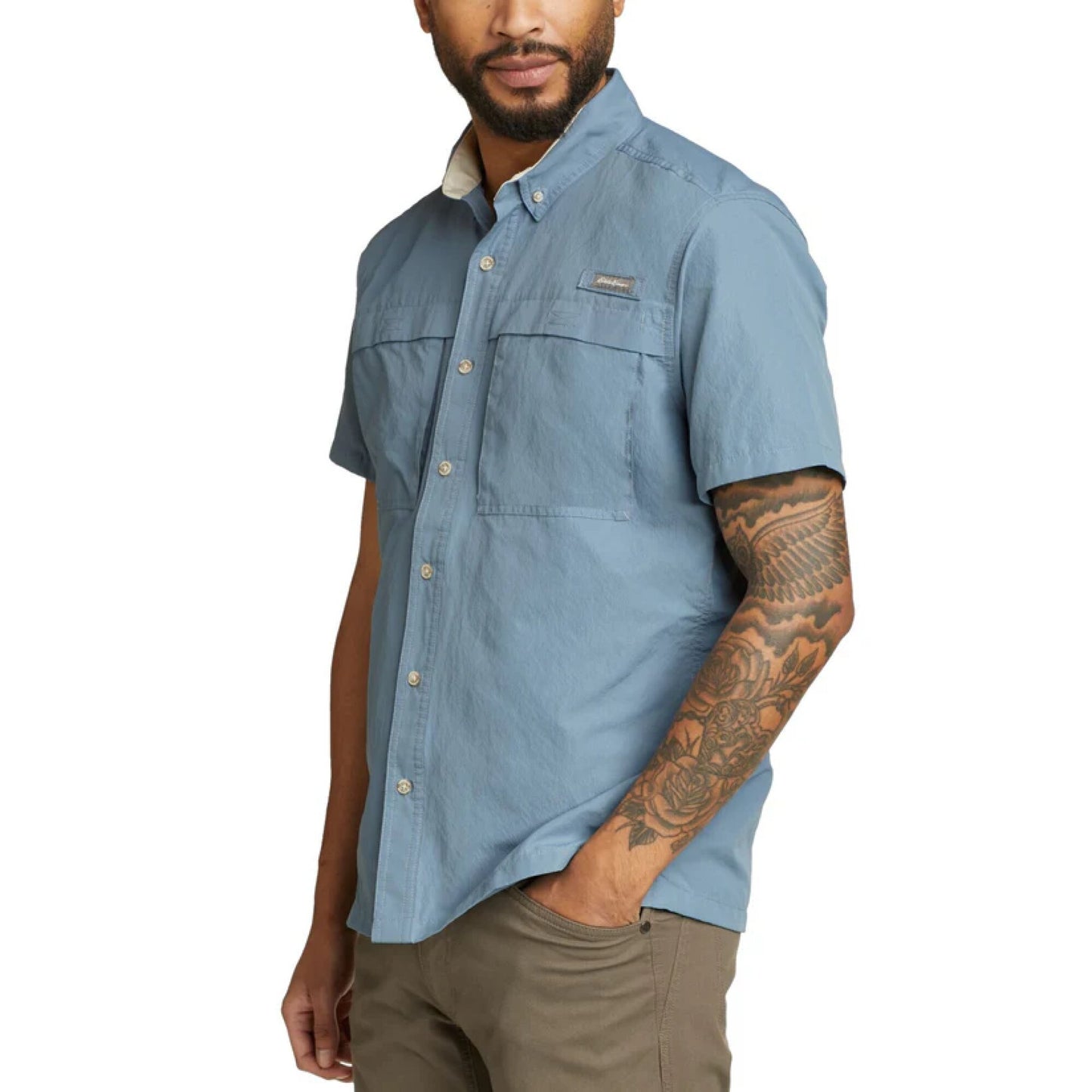 CAMISA HOMBRE RIPSTOP GUIDE MANGA CORTA / EDDIE BAUER - Azul