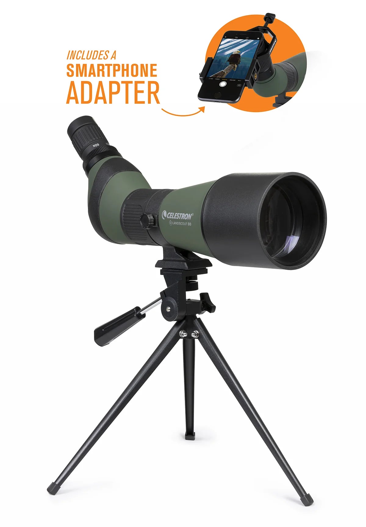 Telescopio Celestron Landscout 20 - 60X80MM con adaptador para smartphone