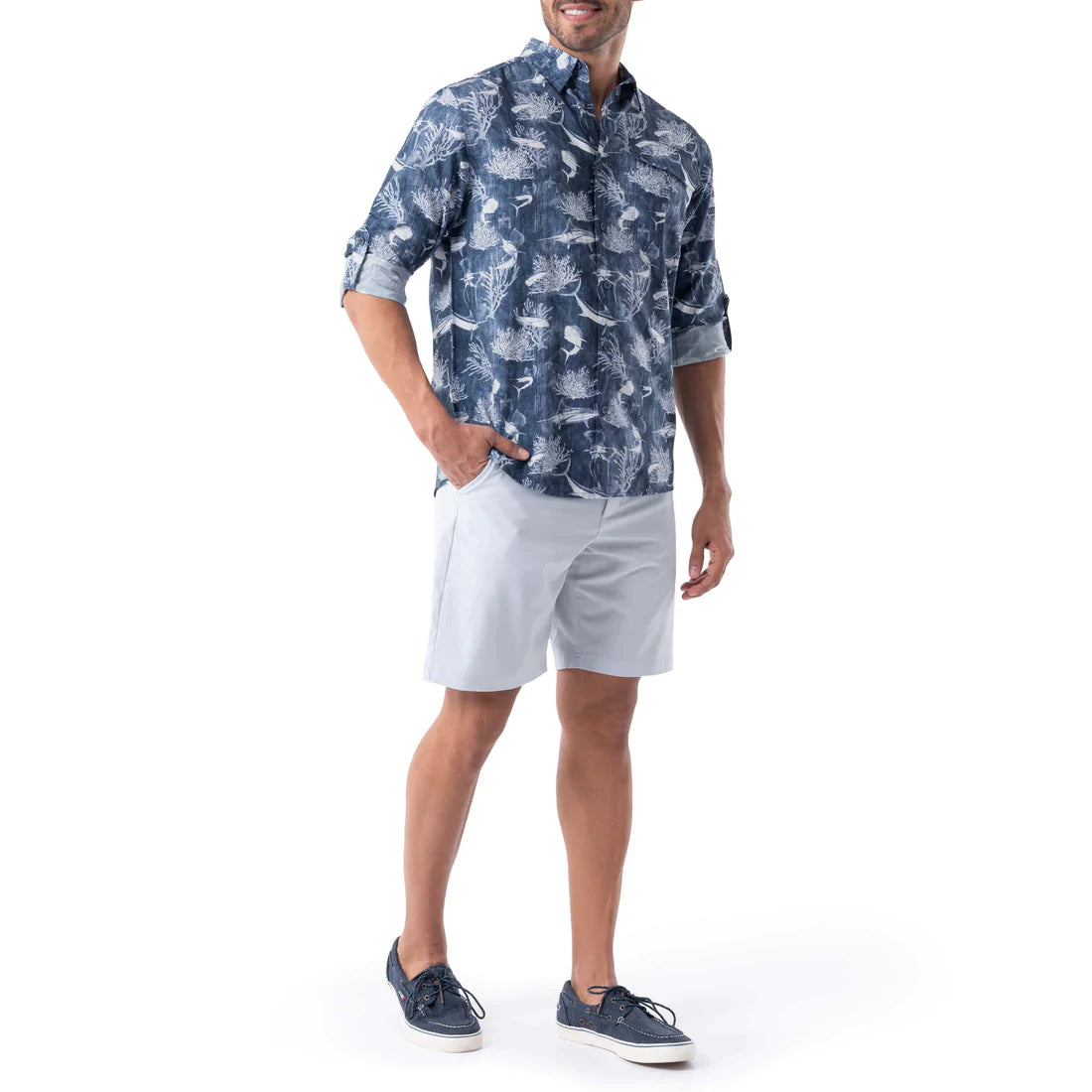 CAMISA MANGA LARGA PARA PESCA DENIM SHELLS - BRIGHT WHITE
